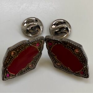 Art Deco Red Enamel Earrings